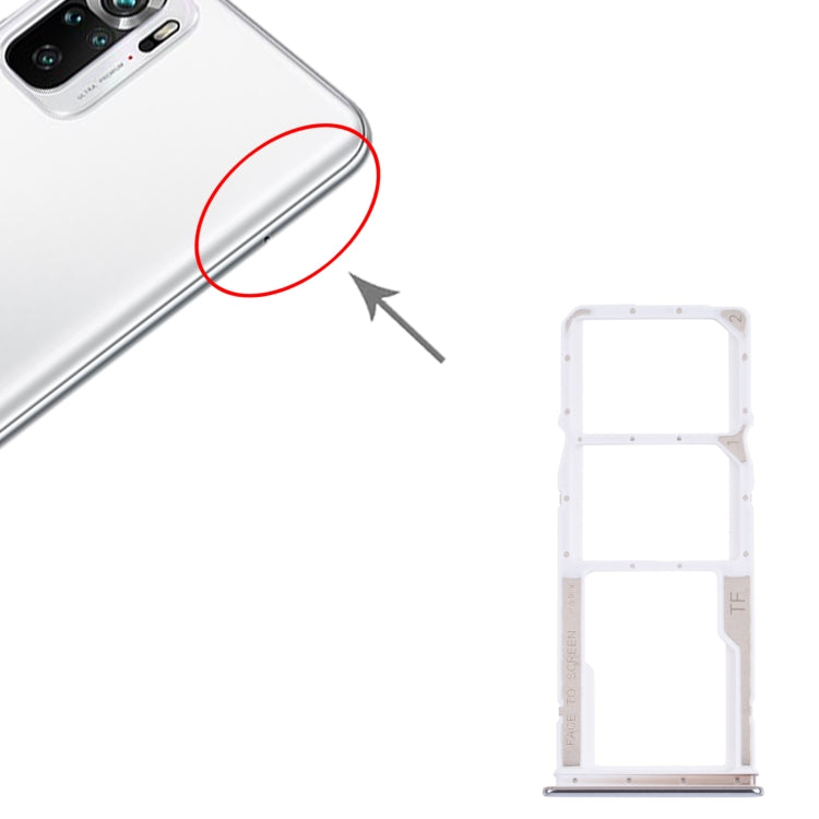 SIM Card Tray + SIM Card Tray + Micro SD Card Tray for Xiaomi Redmi Note 10 4G / Redmi Note 10S M2101K7AI, M2101K7AG, M2101K7BG, M2101K7BI, M2101K7BNY, M2101K7BL (White) - Card Tray by PMc TechLife | Online Shopping South Africa | PMc TechLife | Buy Now Pay Later Mobicred