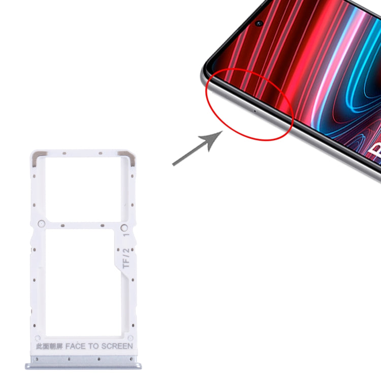 SIM Card Tray + SIM Card Tray / Micro SD Card Tray for Xiaomi Redmi Note 11 (China) 21091116AC / Redmi Note 11T 5G / Poco M4 Pro 5G 21091116AG, MZB0BGVIN(Silver) - Card Tray by PMc TechLife | Online Shopping South Africa | PMc TechLife | Buy Now Pay Later Mobicred