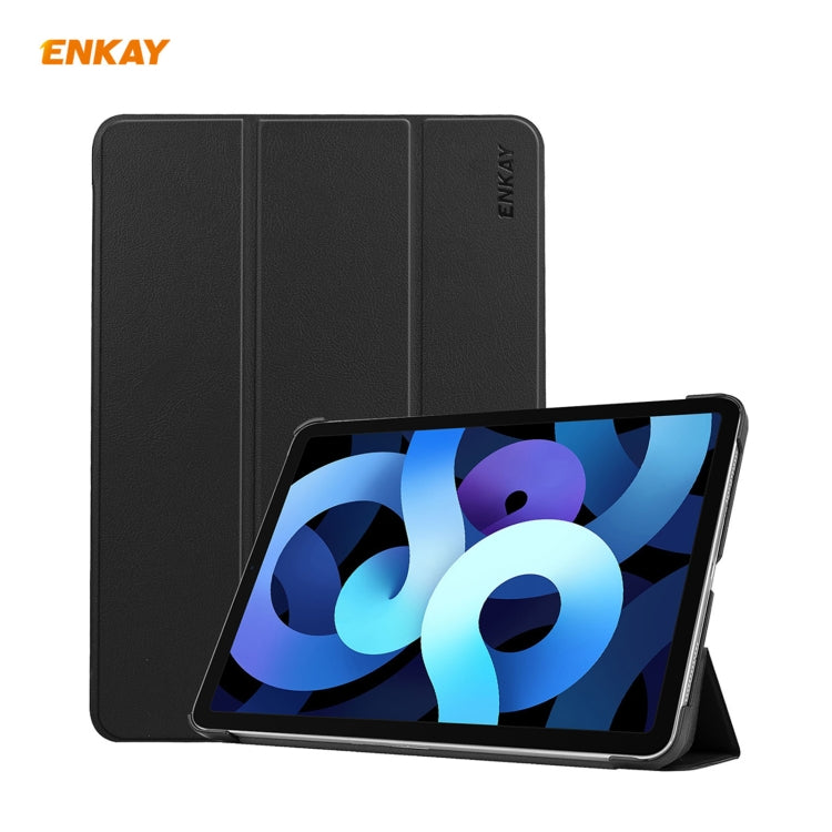 For iPad Air 11 2024 / Pro 11 2018 / Air 10.9 2022 ENKAY 3-folding Plastic Leather Smart Tablet Case(Light Blue) - iPad Air (2022) / (2020) 10.9 Cases by ENKAY | Online Shopping South Africa | PMC TechLife | Buy Now Pay Later Mobicred