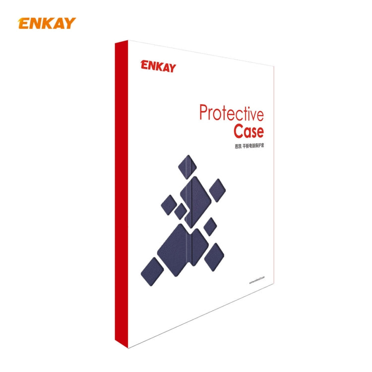 For iPad 10.2 2021 / 2020 / 2019 ENKAY ENK-8014 PU Leather + Plastic Smart Case with Three-folding Holder(Dark Blue) - free shipping - PMc TechLife - Order now!