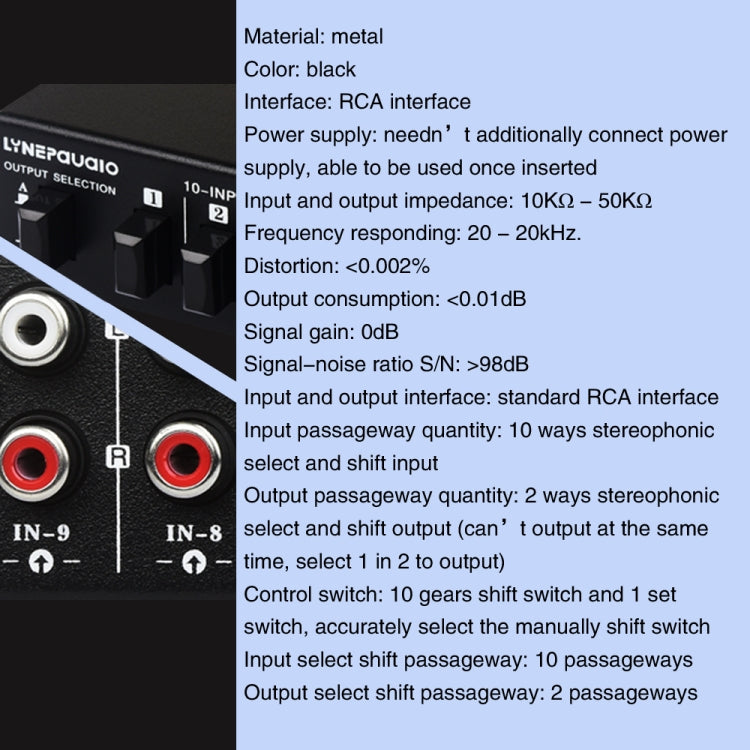 B059 10 In 2 Out / 2 In 10 Out 2-Way RCA Switch Audio Frequency Signal Select Shift Device Loudspeaker Box - by PMC Jewellery | Online Shopping South Africa | PMC Jewellery | Buy Now Pay Later Mobicred
