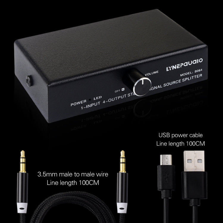 1 In 4 Out Audio Frequency Signal Splitter Distribute Device, Non Consumption, 3.5mm Interface Output - by PMC TechLife | Online Shopping South Africa | PMC TechLife | Buy Now Pay Later Mobicred