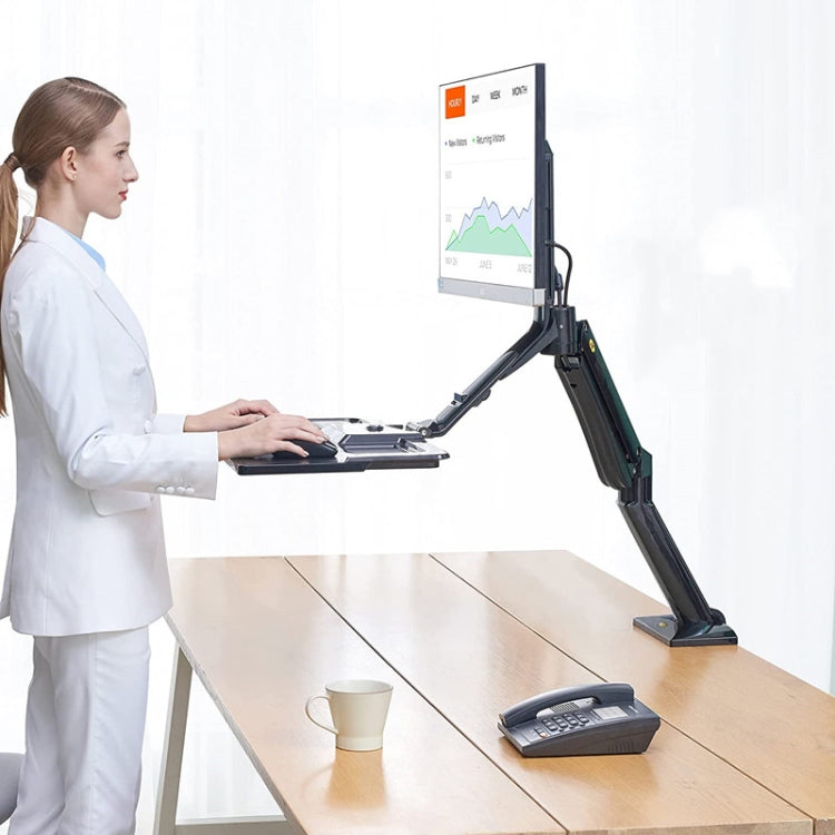 NORTH BAYOU NB40 Ergonomic Height Adjust Computer Stand Workstation 22-32 Inch Monitor Mount Bracket with Keyboard Plate Desk Stand - Laptop Stand by PMc TechLife | Online Shopping South Africa | PMc TechLife | Buy Now Pay Later Mobicred