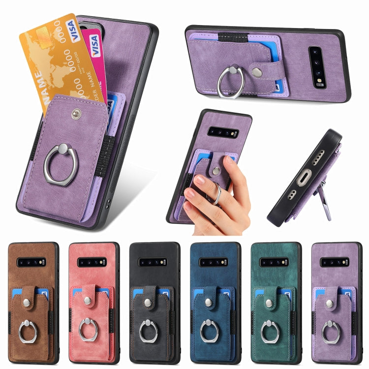 For Samsung Galaxy S25 Ultra 5G Retro Skin-feel Ring Card Wallet Phone Case(Black) - Galaxy S25 Ultra 5G Cases by PMC TechLife | Online Shopping South Africa | PMC TechLife | Buy Now Pay Later Mobicred