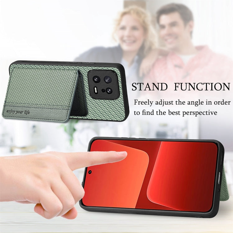 For Xiaomi 14 Pro Carbon Fiber Magnetic Card Bag Phone Case(Brown) - 14 Pro Cases by PMC TechLife | Online Shopping South Africa | PMC TechLife | Buy Now Pay Later Mobicred