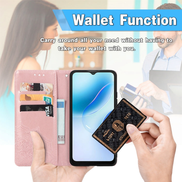 For Blackview A53 Mandala Flower Embossed Leather Phone Case(Green) - More Brand by PMC TechLife | Online Shopping South Africa | PMC TechLife | Buy Now Pay Later Mobicred