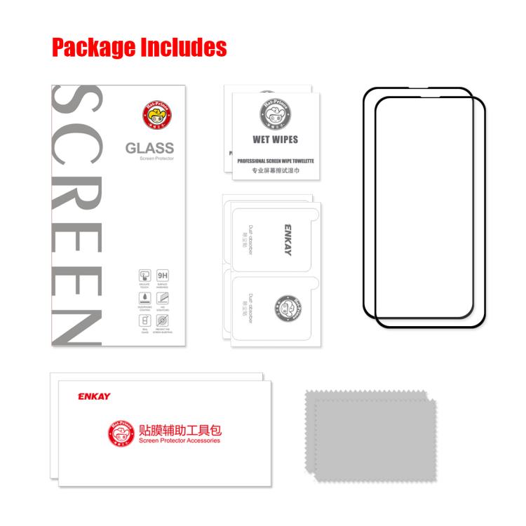 For iPhone 16e 2pcs ENKAY Full Glue High Aluminum-silicon Tempered Glass Film - free shipping - PMc TechLife - Order now!