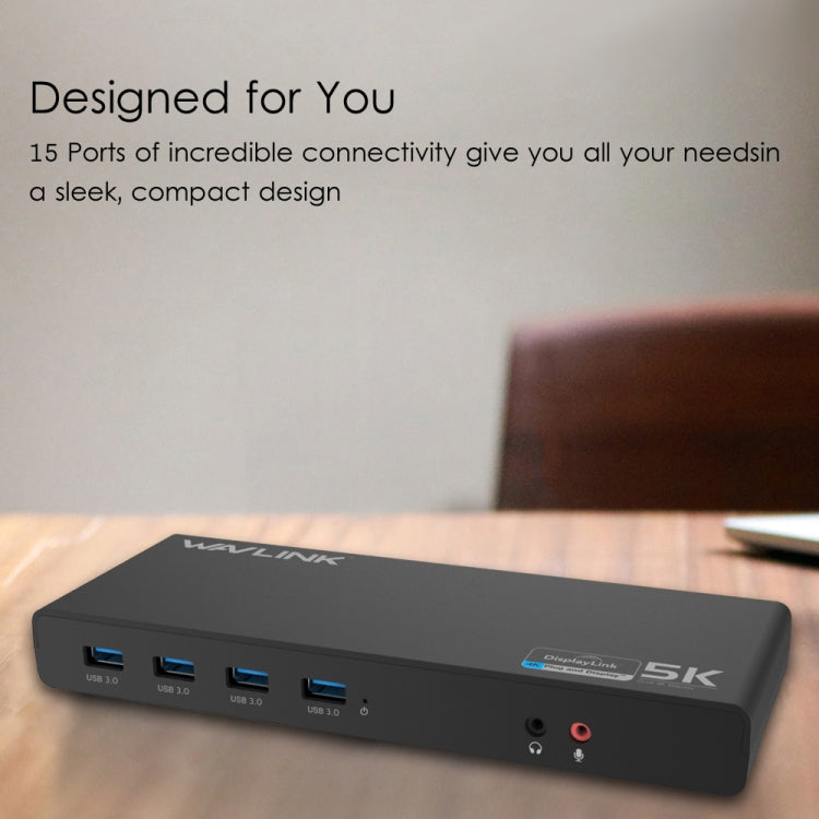 Wavlink UG69DK1 5K Type-C Dual Display USB 3.0 Video Gigabit Ethernet HDMI Docking Station, Plug:UK Plug - free shipping - PMC TechLife - Order now!