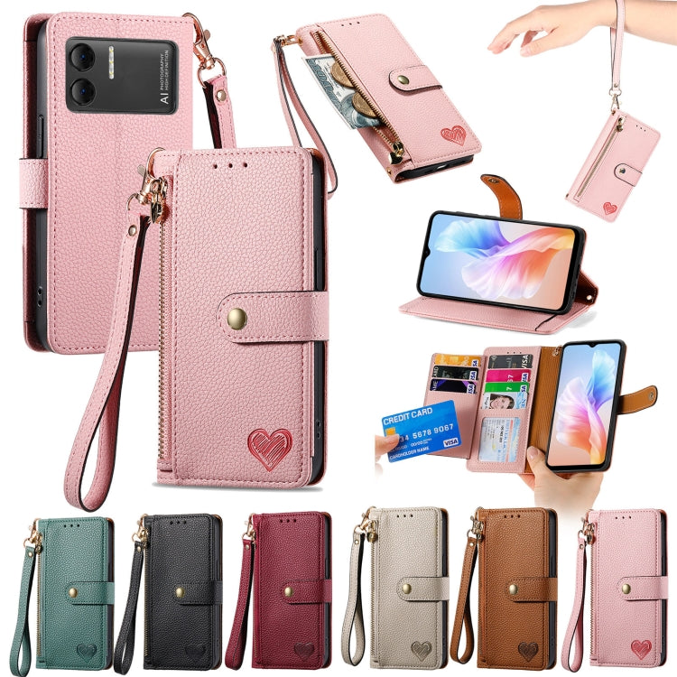 For DOOGEE X98 Pro / X98 Love Zipper Lanyard Leather Phone Case(Brown) - Doogee Cases by PMC TechLife | Online Shopping South Africa | PMC TechLife | Buy Now Pay Later Mobicred