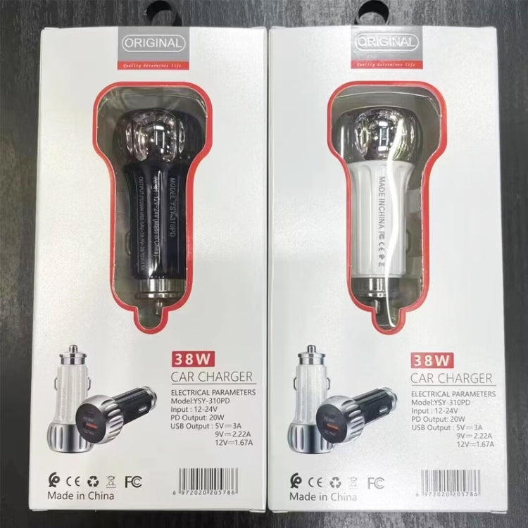 YSY-310PD 38W PD20W USB-C + QC3.0 18W USB Dual Port Fast Car Charger(Black) - Car Charger by PMC TechLife | Online Shopping South Africa | PMC TechLife | Buy Now Pay Later Mobicred