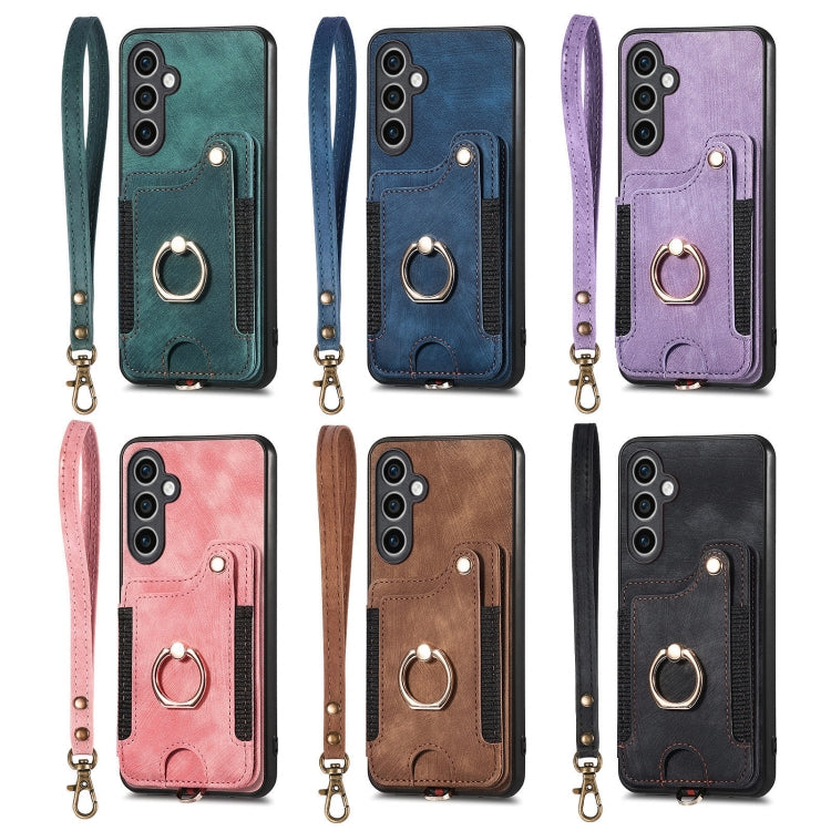 For Samsung Galaxy Note20 Ultra Retro Skin-feel Ring multi-card Wallet Phone Case(Brown) - Galaxy Note20 Ultra Cases by PMC TechLife | Online Shopping South Africa | PMC TechLife