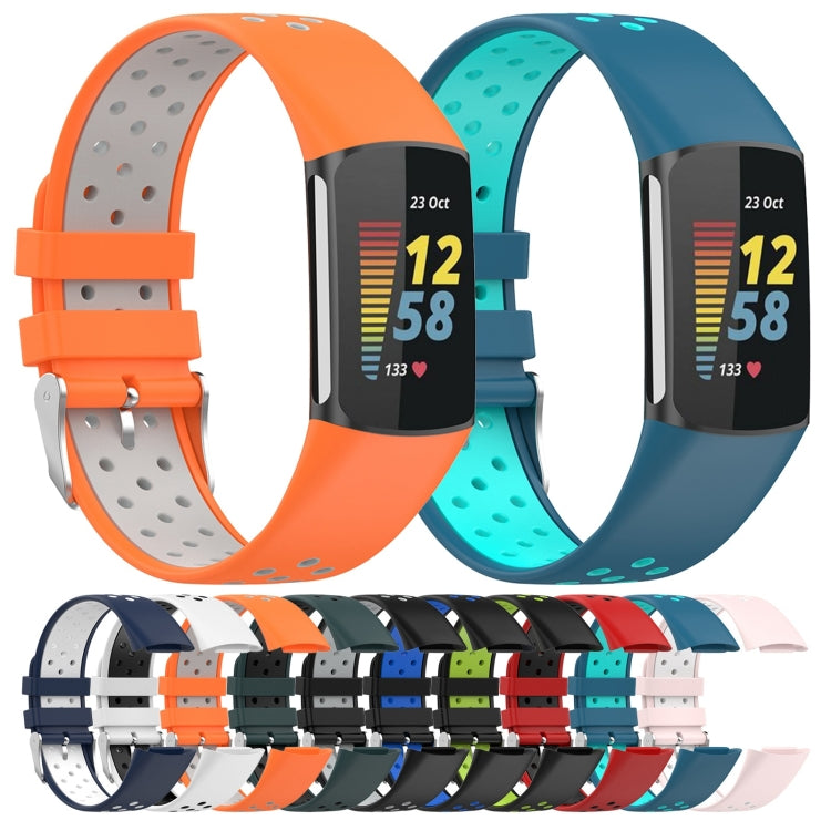 For Fitbit Charge 6 Dual Color Breathable Silicone Watch Band(Red+Black) - Watch Bands by PMC TechLife | Online Shopping South Africa | PMC TechLife | Buy Now Pay Later Mobicred