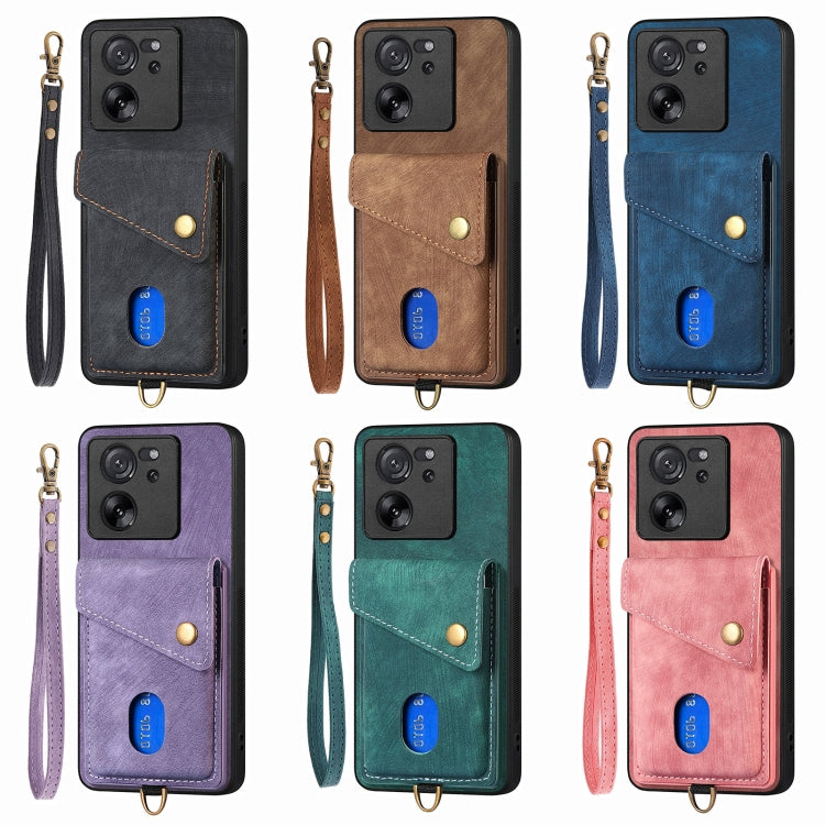 For Xiaomi 14 Retro Card Wallet Fold Leather Phone Case with Strap(Black) - 14 Cases by PMC TechLife | Online Shopping South Africa | PMC TechLife | Buy Now Pay Later Mobicred