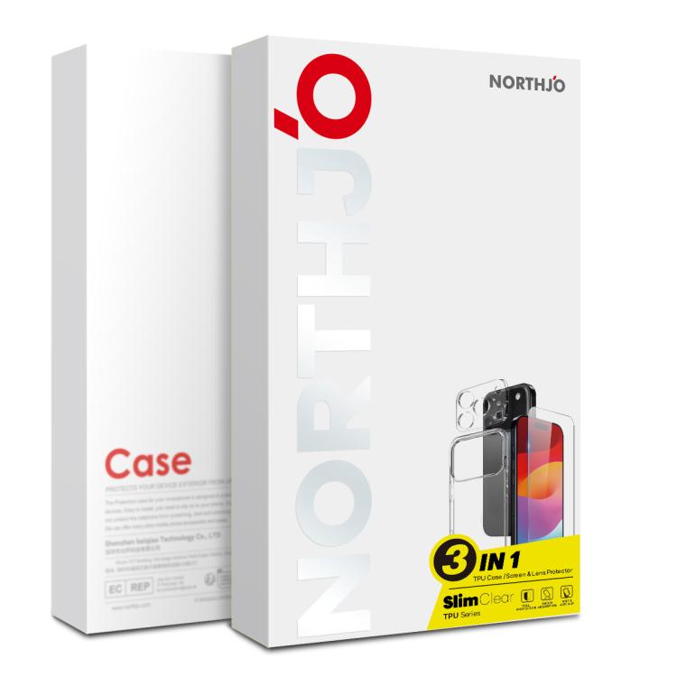 For iPhone 17 Pro NORTHJO 3 in 1 TPU Phone Case with Screen Film and Lens Film(Clear) - iPhone 17 Pro Cases by NORTHJO | Online Shopping South Africa | PMC TechLife | Buy Now Pay Later Mobicred