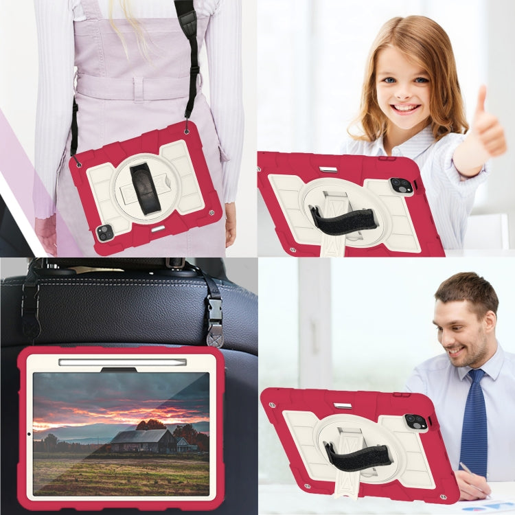 For iPad Air 11 2025 / 2024 Silicone Hybrid PC Shockproof Tablet Case with Shoulder Strap(Feifan Magenta) - iPad Air 11 2025 / 2024 Cases by PMC TechLife | Online Shopping South Africa | PMC TechLife | Buy Now Pay Later Mobicred