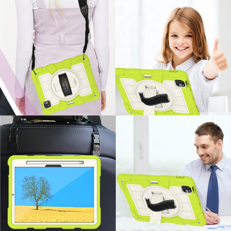 For iPad Pro 11 2024 Silicone Hybrid PC Shockproof Tablet Case with Shoulder Strap(Love Birds Green) - iPad Pro 11 2024 Cases by PMC TechLife | Online Shopping South Africa | PMC TechLife | Buy Now Pay Later Mobicred