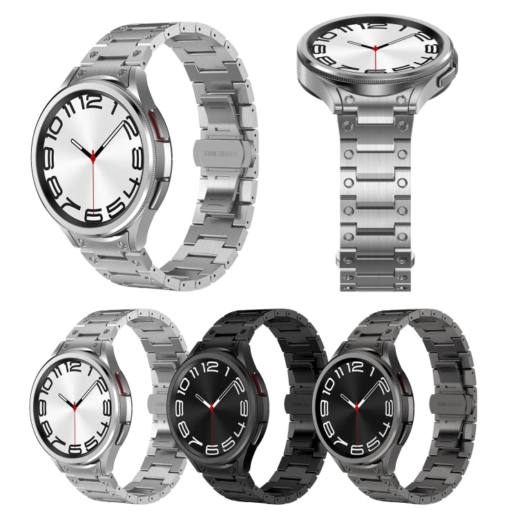 For Samsung Galaxy Watch 6 40 / 44mm Dual Circle Curved Connection Stainless Steel Watch Band(Silver) - free shipping - PMC TechLife - Order now!