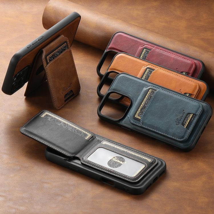 For iPhone 14 Plus Suteni H15 MagSafe Oil Eax Leather Detachable Wallet Back Phone Case(Red) - free shipping - PMC TechLife - Order now!