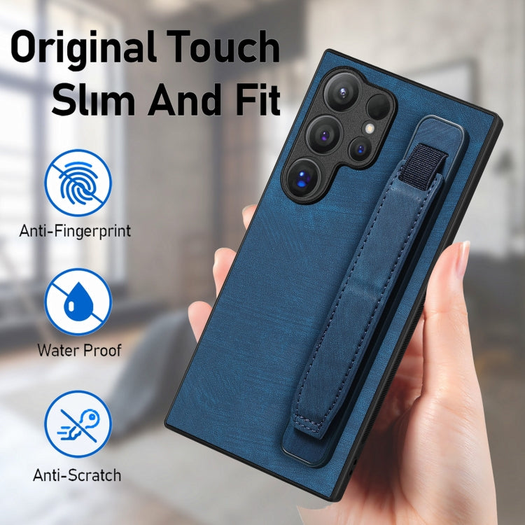 For Samsung Galaxy S24 Ultra 5G Retro Wristband Holder Leather Back Phone Case(Blue) - free shipping - PMC TechLife - Order now!