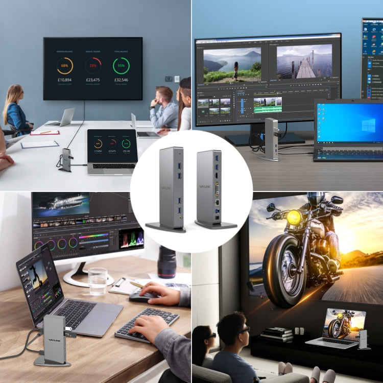 WAVLINK WL-UG39DK7 USB3.0 Hub Adapter Multi-Screen Graphics Card Universal Docking Station, Plug:US Plug - free shipping - PMC Jewellery - Order now!