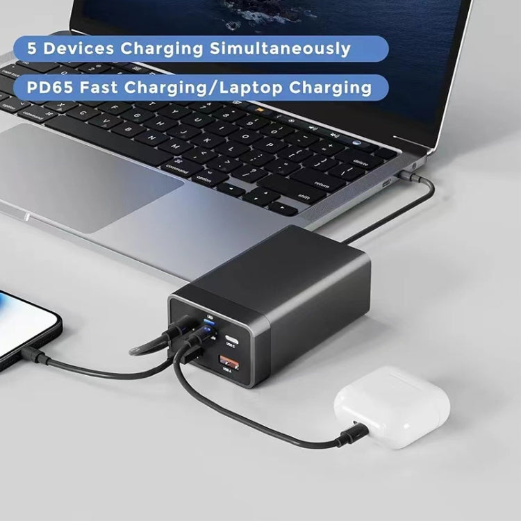 GAN 125W PD65W Dual Type-C + QC3.0 USB Multi Compatible Notebook Adapter UK Plug - Cable & Adapter by PMC Jewellery | Online Shopping South Africa | PMC Jewellery | Buy Now Pay Later Mobicred
