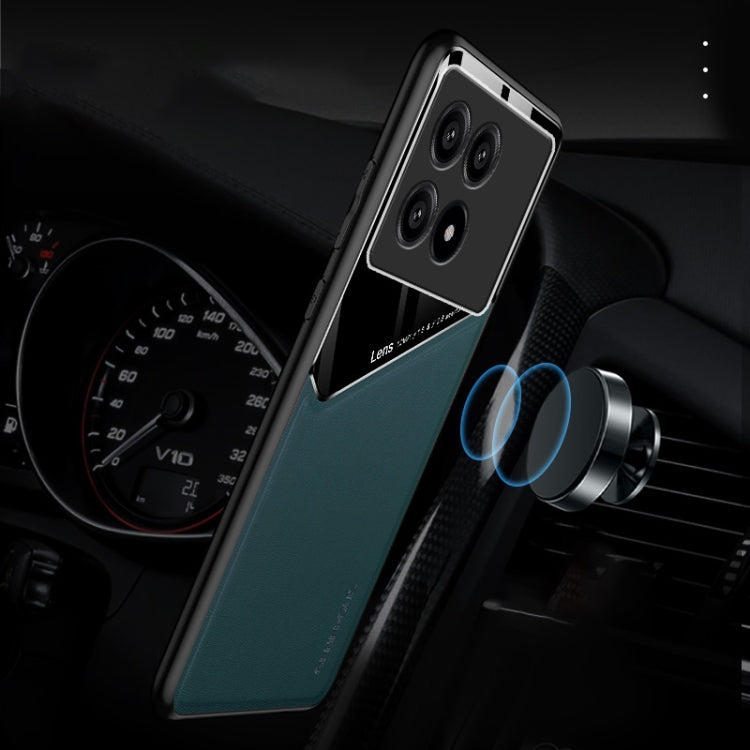 For Xiaomi Redmi K70 All-inclusive Leather Organic Glass Phone Case with Metal Iron Sheet(Blue) - Xiaomi Cases by PMC Jewellery | Online Shopping South Africa | PMC Jewellery | Buy Now Pay Later Mobicred