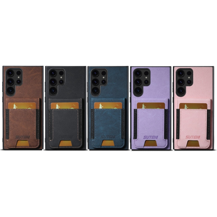 For Samsuny Galaxy S24 Ultrra 5G Suteni H03 Litchi Leather Card Bag Stand Back Phone Case(Pink) - free shipping - PMC Jewellery - Order now!