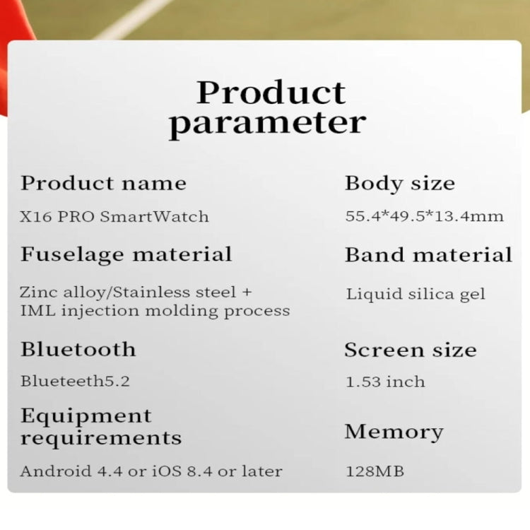 X16pro 1.53 inch Color Screen Smart Watch, Support Bluetooth Call / Heart Rate / Blood Pressure / Blood Oxygen Monitoring(Silver) - free shipping - PMC TechLife - Order now!
