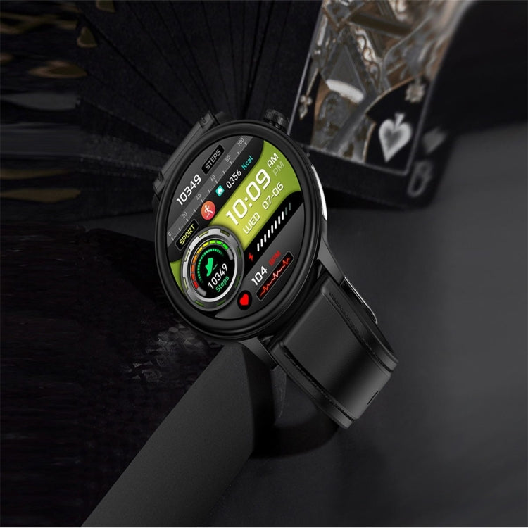 ET470 1.39 inch Color Screen Smart Watch Leather Strap, Support Bluetooth Call / ECG(Black) - Smart Watches by PMC TechLife | Online Shopping South Africa | PMC TechLife