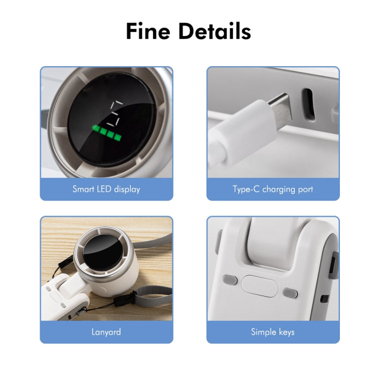 ENKAY Hat-Prince 3600mAh Battery Max 8H Cooling times Foldable Neck Turbo Fan with Digital Display(White) - free shipping - PMC TechLife - Order now!
