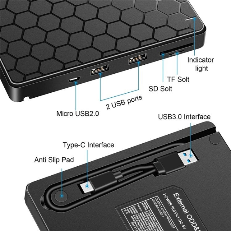 042 Football Pattern USB3.0 / Type-C Computer Laptop External Optical Drive Burner DVD Burner - free shipping - PMC Jewellery - Order now!