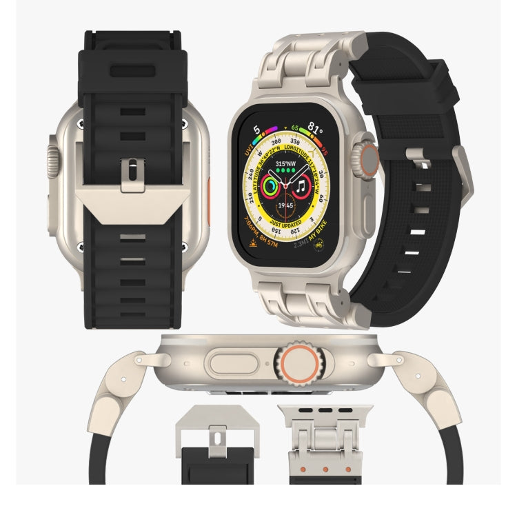 For Apple Watch SE 2023 44mm Metal Mecha Plaid Silicone Watch Band(Orange) - free shipping - PMC TechLife - Order now!