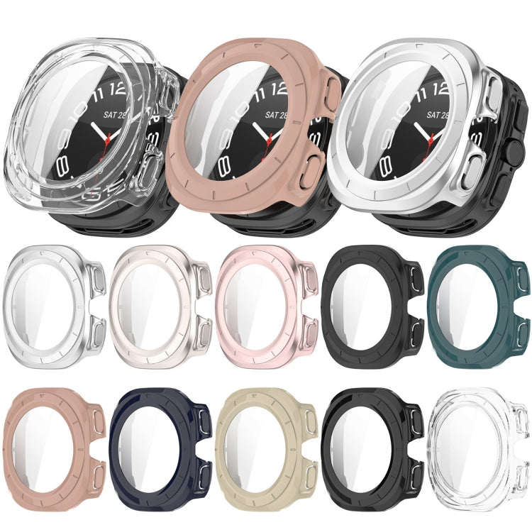 For Samsung Galaxy Watch 7 44mm PC+Tempered Film Integrated Waterproof Watch Protective Case(Matte Black) - Watch Cases by PMC TechLife | Online Shopping South Africa | PMC TechLife | Buy Now Pay Later Mobicred