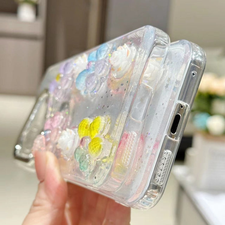 For Huawei Pura 70 Pro Electroplated Frame 3D Strawberry Flower TPU Phone Case(Colorful Flowers) - Huawei Cases by PMC Jewellery | Online Shopping South Africa | PMC Jewellery | Buy Now Pay Later Mobicred