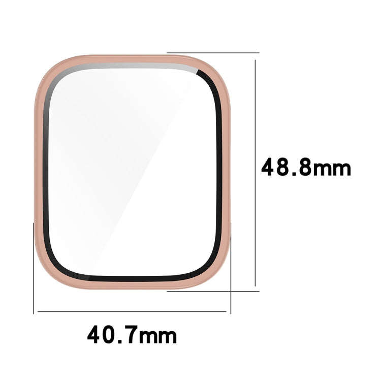For Amazfit bip5 Unity PC + Tempered Glass Film Integrated Watch Protective Case(Sakura Pink) - Watch Cases by PMC TechLife | Online Shopping South Africa | PMC TechLife | Buy Now Pay Later Mobicred