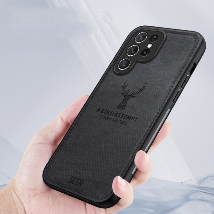 For Samsung Galaxy S25 Ultra 5G Deer Head Cloth Skin All-inclusive Phone Case(Black) - free shipping - PMC Jewellery - Order now!