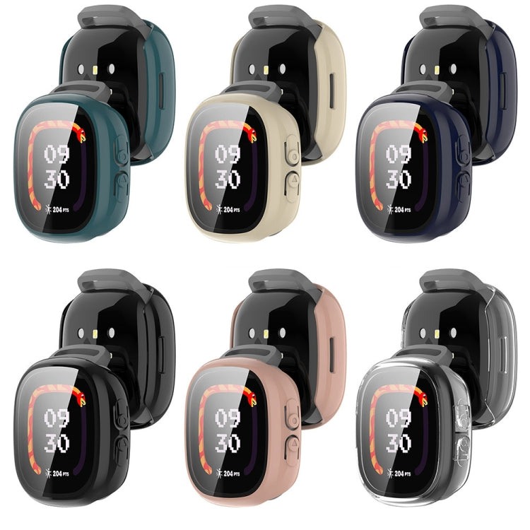 For Fitbit Ace LTE PC + Tempered Glass Film Integrated Watch Protective Case(Sakura Pink) - Watch Cases by PMC TechLife | Online Shopping South Africa | PMC TechLife | Buy Now Pay Later Mobicred