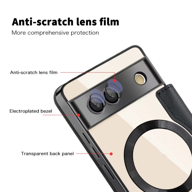 For Google Pixel 8a Shield Magsafe RFID Anti-theft Rhombus Leather Phone Case(Gray) - Google Cases by PMC TechLife | Online Shopping South Africa | PMC TechLife | Buy Now Pay Later Mobicred