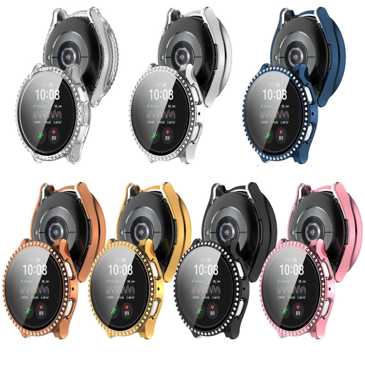 For Samsung Galaxy Watch 7 40mm Single Row Diamond PC + Tempered Film Integrated Watch Protective Case(Black) - Watch Cases by PMC TechLife | Online Shopping South Africa | PMC TechLife | Buy Now Pay Later Mobicred