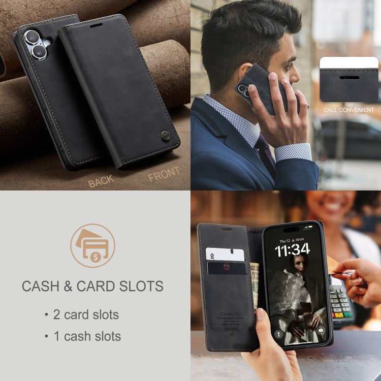 For iPhone 16 Plus CaseMe 013 Multifunctional Horizontal Flip Leather Phone Case(Black) - free shipping - PMC Jewellery - Order now!