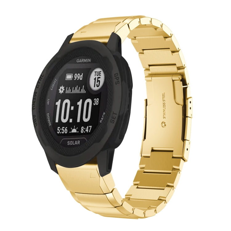 For Garmin Instinct Solar Tortoise Shell 22mm Stainless Steel Watch Band(Gold)
