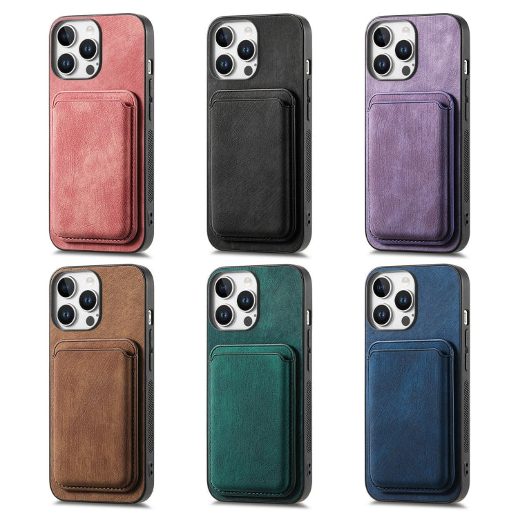 For iPhone 16e Retro Leather Card Bag Magnetic Phone Case(Black) - iPhone 16e Cases by PMC TechLife | Online Shopping South Africa | PMC TechLife | Buy Now Pay Later Mobicred