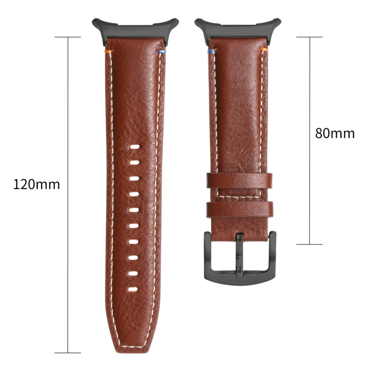 For Samsung Galaxy Watch Ultra 47mm Stitched Black Buckle Genuine Leather Watch Band(Pull Up Leather Coffee) - Watch Bands by PMC TechLife | Online Shopping South Africa | PMC TechLife | Buy Now Pay Later Mobicred