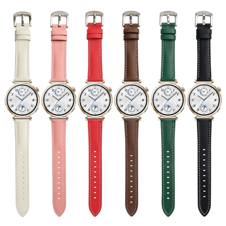 For Huawei Watch GT 5 41mm Women Silver Buckle Genuine Leather Watch Band(Brown) - free shipping - PMC TechLife - Order now!