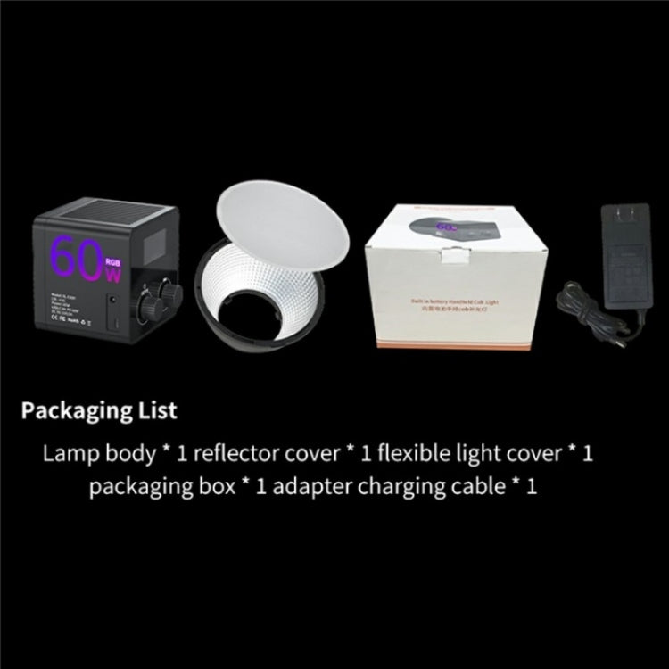 C60R 60W RGB Stage Lamp Professional Video Photography COB Fill Light With 8 Batteries, Plug:EU Plug - Selfie Light by PMC TechLife | Online Shopping South Africa | PMC TechLife | Buy Now Pay Later Mobicred