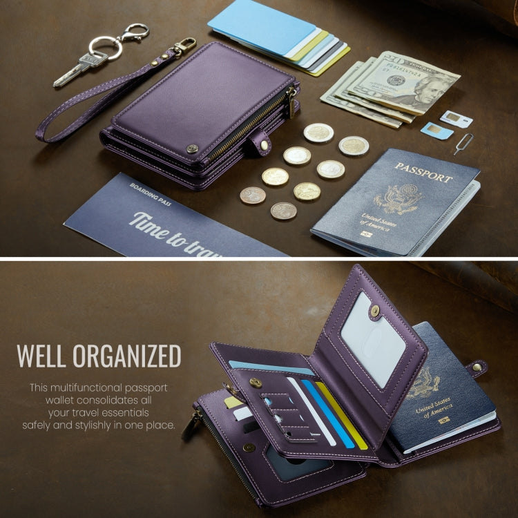 CaseMe-Me60 Multi-functional Anti-theft Swipe Passport Wallet(Purple) - by CaseMe | Online Shopping South Africa | PMC Jewellery | Buy Now Pay Later Mobicred