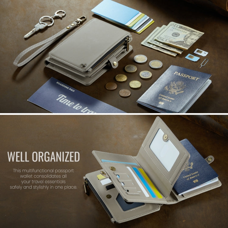 CaseMe-Me60 Multi-functional Anti-theft Swipe Passport Wallet(Grey) - by CaseMe | Online Shopping South Africa | PMC Jewellery | Buy Now Pay Later Mobicred