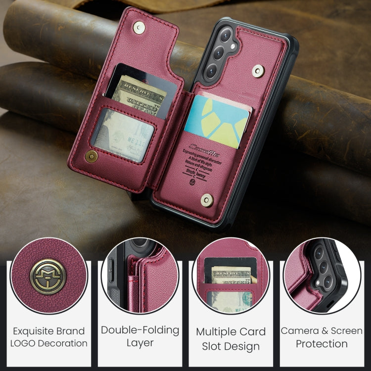 For Samsung Galaxy S25+ 5G CaseMe C22 Card Slots Holder RFID Anti-theft Phone Case(Red) - Galaxy S25+ 5G Cases by CaseMe | Online Shopping South Africa | PMC Jewellery | Buy Now Pay Later Mobicred
