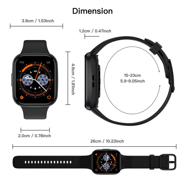 Q23 Pro 1.83 inch Color Screen IP68 Waterproof Bluetooth Call Smart Watch, Support Health Monitoring(Black) - Smart Watches by PMC TechLife | Online Shopping South Africa | PMC TechLife | Buy Now Pay Later Mobicred
