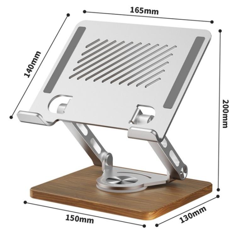 J27 Desktop Foldable Rotating Wooden Base Tablets Laptops Metal Cooling Holder(Silver) - Laptop Stand by PMC TechLife | Online Shopping South Africa | PMC TechLife | Buy Now Pay Later Mobicred